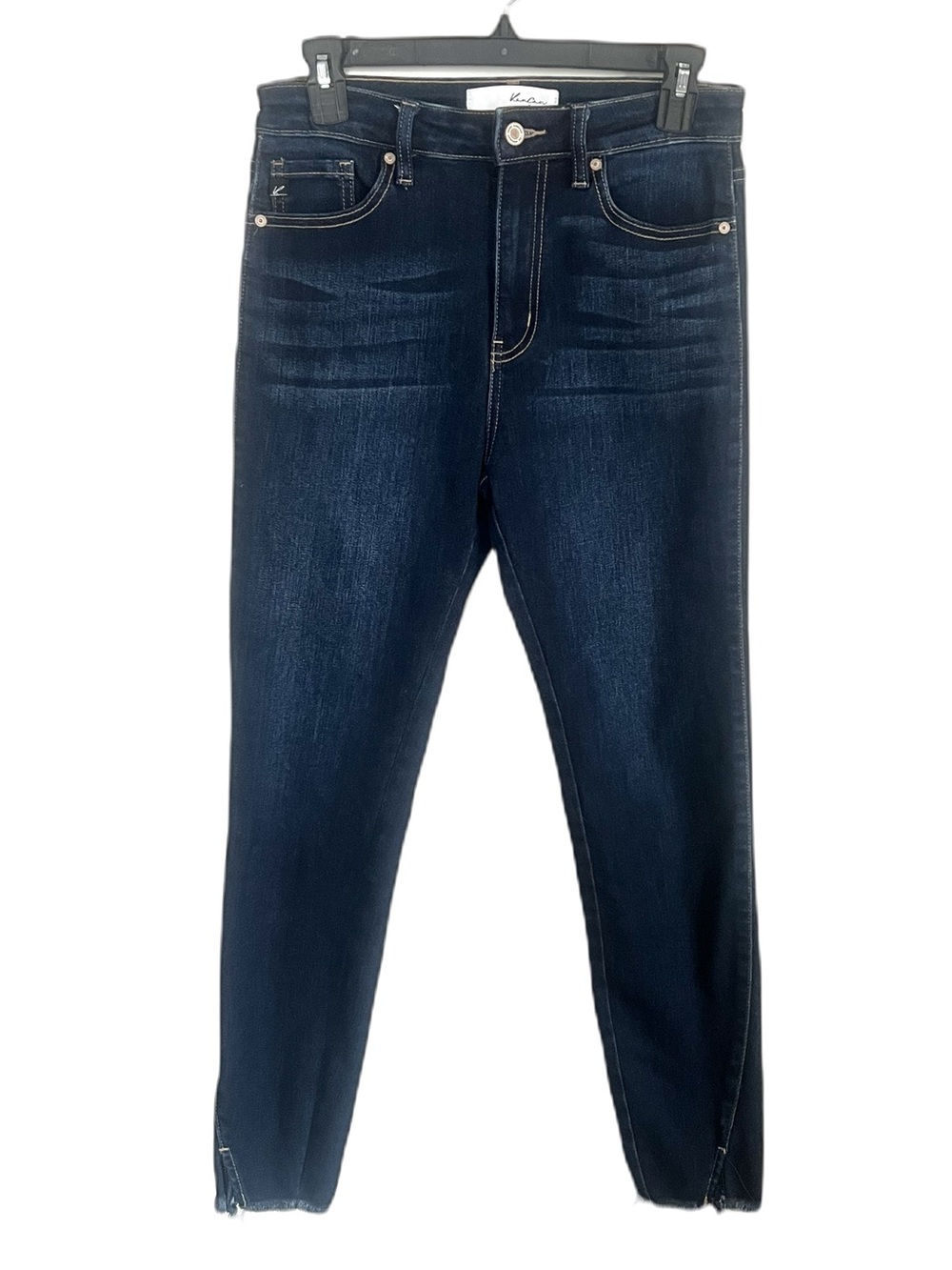 KanCan Dark Wash Denim Frayed Bottom Skinny Jeans Bohemian Southwest Fits 7/27